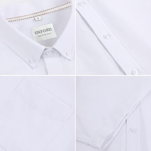 Men's Cotton Oxford Shirt Short Sleeve Button Down Business Casual with Chest Pocket for Gifts4