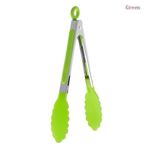 forviupet Outdoor Appliances Silicone Barbecue Tongs BBQ Tools Stainless Steel Handle Salad Food Clip