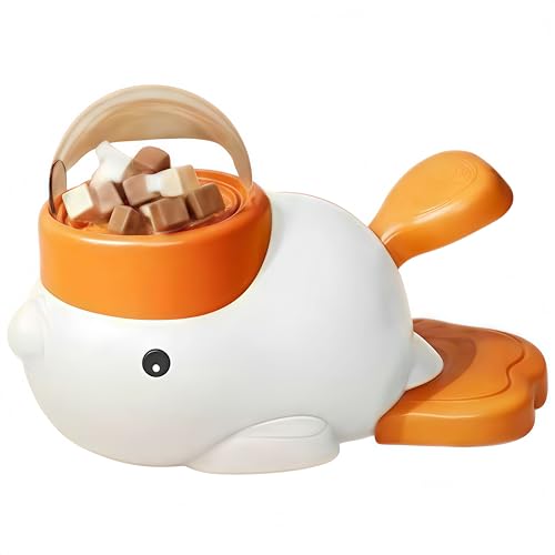 自動給餌器&ペット知育おもちゃ 2in1 おもちゃ 給餌器 犬猫用知育玩具 犬 おやつ おもちゃ自動 水洗可能 犬のおもちゃ 押すとおやつが出る 犬 時間潰し 自主遊び (ホワイト)