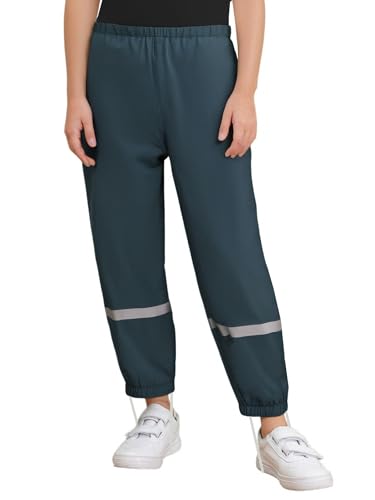 Boys Girls Water Resistant Cargo Rain Pants Kids Windproof Reflective Trousers Lightweight Outdoor Rainwear