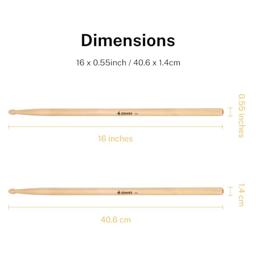 Donner Drum Sticks, 3 Pairs 5A Drumsticks Classic Maple Wood Snare Drumsticks With Carrying Bag, Christmas Birthday Gift, Great Holiday - image 9