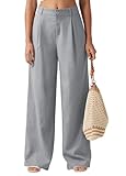 Willit Women's Linen Pants Wide Leg Work Dress Pants Casual Slacks Business Pants with Pockets 29" Inseam Light Gray L