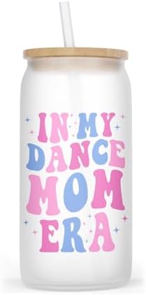 In My Dance Mom Era Frosted Glass Cup 16Oz - Funny Dancer Mom Tumbler Glass 16 Oz - Coffee Mug Gifts For Mom On Birthday Gifts - Mothers Day Gifts - Cool Mom Gifts, Transparent image 3