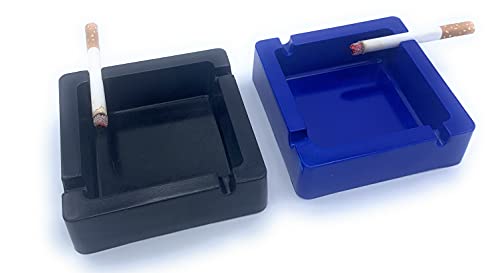 Set Of 4 Assorted Colors - Square Plastic Melamine Cigarette Cigar Ashtray Tabletop Ash Tray By Butt Bat #TOP3
