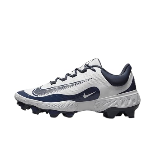 Nike Alpha Huarache Elite 4 Low MCS Men's Baseball Cleats (FD6255-107, White/Midnight Navy) Size 9.5