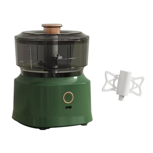 tiyao Picadora de Ajos Eléctrica de 350 Ml Mini Procesador de Alimentos con Carga USB para Cebollas, Carne y con Batidora de Alimentos Verde