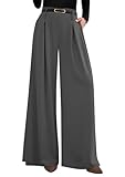 PRETTYGARDEN Womens Fall Wide Leg Trousers 2025 High Elastic Waist Loose Pleated Long Flowy Palazzo Work Pants with Pockets (Grey,Large)