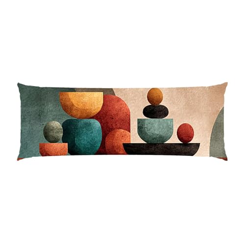 Almohada Corporal Larga Geometría Cojin Embarazo 50x135cm – Almohada Larga para Dormir de Lado Cojín Respaldo Cama Ideal para Descanso Maternidad y Lactancia Embarazadas, Funda de Terciopelo b-459