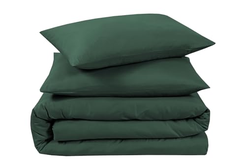 Funda de edredón king de microfibra suave verde, juego de cama 3 piezas transpirable 4