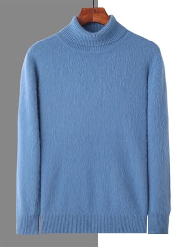 Men's 100 Percent Mink Cashmere Turtleneck Sweater Pullover Classical Casual Solid Loose Korean Popular4