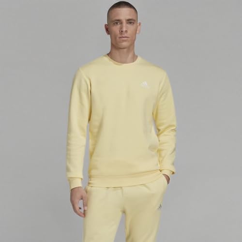Image of adidas Men's Essentials Fleece Sweatshirt, Almost Yellow /White, Small