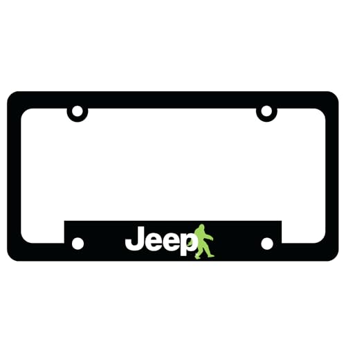 Jeep Sasquatch License Plate Frame – Made in USA | Polypropylene Plastic 6.125" x 12.25" Fit | Bold Off-Road Adventure Design by Detroit Shirt Company