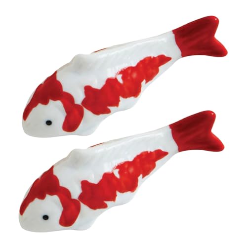 ERINGOGO 2個 セラミック製 フローティング魚置物 滑らかな質感 の 水槽用デコレーション 屋内外の池やバードバスに 繊細な仕上げ