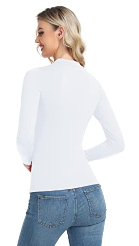Women's Basic Long Sleeve Thermal Top Lightweight Mock Neck Shirts Slim Fit Layer Soft Top3