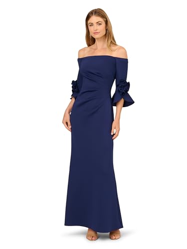 Image of Adrianna Papell Rosette Scuba Crepe Gown