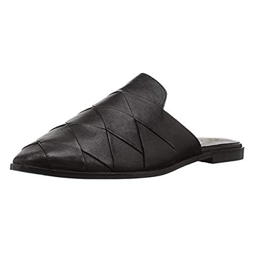 YDN Women Stylish Cross Line Mules Closed Pointed Round Toe Flats Slip On Sexy Fashion Evening Party Shoes