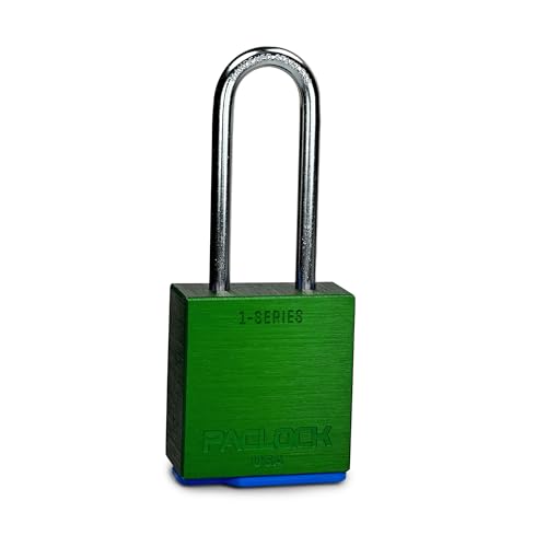 Image of PACLOCK's 1-Series Padlock, UCS, 1 /4 inch Diameter Hard. Stainless Steel Shackle, 2-1 /2 inch Tall, High Performance 6-Pin Cylinder, One Lock Keyed to a Number U-Pick! w / 2 Keys, Green