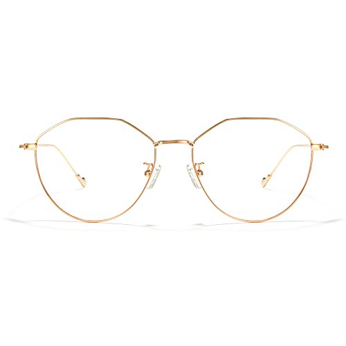Image of Cyxus Blue Light Blocking Glasses Round Metal Frame Computer Glasses | Blue light blocking glasses featuring round metal frame, comfortable fit and versatile use for work, study and entertainment