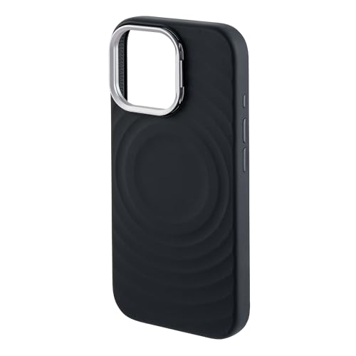 Image of TEKNE WaveStand Silicone Back Case for iPhone 17 | Built-in Stand for Hands-Free Viewing | Shockproof Soft-Touch Slim Cover with Microfiber Lining | Anti-Slip Matte Finish | Black