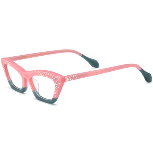 Image of HEPIDEM Multicolor Acetate Glasses Frame Women Cat Eye Eyeglasses Men Optical Spectacles 9291