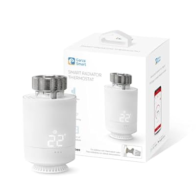Garza - Cabezal Termostático Inteligente Zigbee para Válvula Termostática de Radiador. Regulador de Temperatura Control Calefacción Pantalla LED Programable Blanco Control por app Alexa y Google