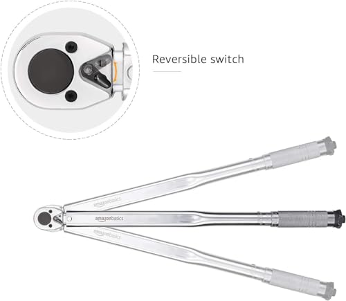 Image of Amazon Basics 1 /2-Inch Drive Click Heavy-Duty Torque Wrench with Audible Click, High Accuracy, 25-250 ft-lb, 33.9-338.9 Nm