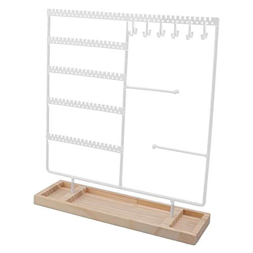 Estante Organizador de Pendientes, Colgador de Pendientes de Hierro de 90 Agujeros, 2 Barras de Metal, 5 Niveles, Regalo útil Resistente Al Desgaste para Almacenamiento de Collares para(blanco) Cover
