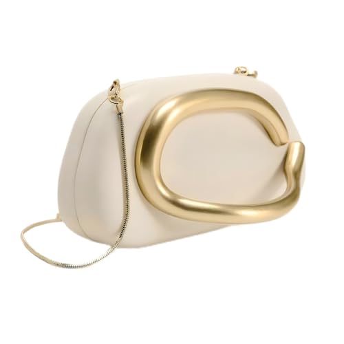 Image of Evening Acrylic Clutch Purses for Women Evening Handbags Crossbody Purse PU Leather with Gold Oval Accent