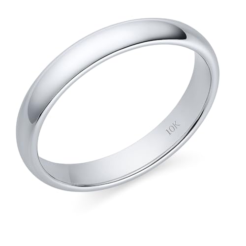 MauliJewels 10K Solid White Gold 4MM Plain Men's and Women's Wedding Band Ring