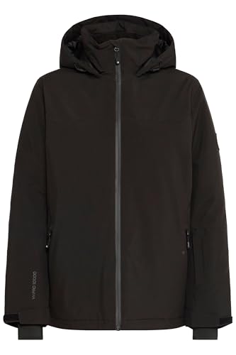 NORTH BEND NBMona Damen Skijacke Winterjacke Snowboardjacke Outdoor wasserdicht wasserfest 10000 mm Wassersäule mit Kapuze Schneefang Manschetten Skipasstasche, Größe:38, Farbe:Black (1001)