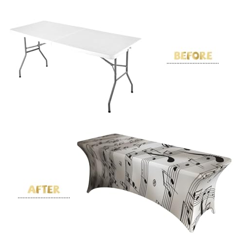 Nappe de table extensible en elasthanne motif notes de musique lavable interieur - 5