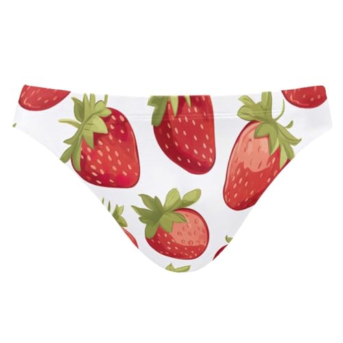 Strawberry White Men's Swimwear Sexy Bikini Solid Siwmming Briefs 20853230
