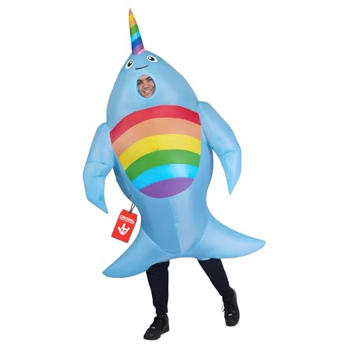 Morph Costume Gonflable Narval Adulte, Déguisement Carnaval Poisson Adulte
