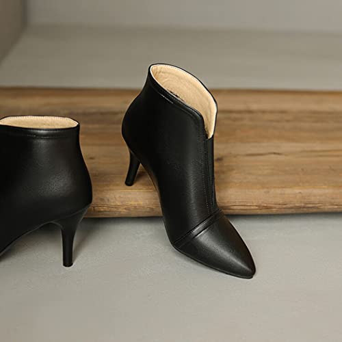 DEERBUNNY Fashion Women's Pointed Toe Stiletto Ankle Boots Elastic Low Heel Wedding Party Booties Slip On Dress Shoes2
