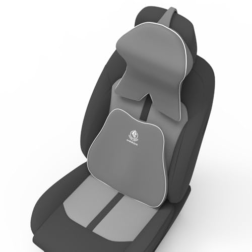 Image of MRRON Large Back Support Neck Rest for Chair & Car Seat, Orthopaedic Lumbar Support Memory Foam Backrest Cushion Designed for Back Pain Relief Pillow for Comfortable Sitting (Grey, Slim Backrest)