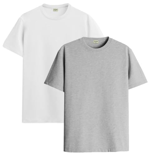 Image of ADRO Men's Cotton Regular Fit Combo Plain Solid T-Shirt Pack of 2