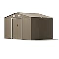 Gotland 10FT x 8FT Metal Storage Shed, Outdoor Storage Shed with Lockable Slide Doors & 2 Windows, Utility and Tool Shed with Slooping Roof for Garden, Backyard, Patio, Lawn
