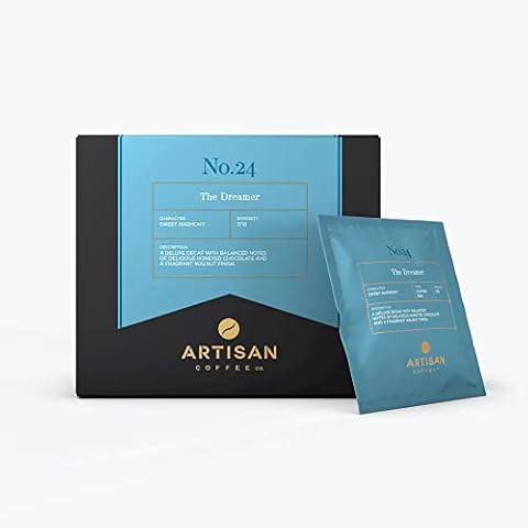 Artisan Coffee Co. The Dreamer Decaf Coffee Bag | Premium Coffee With Notes of Honeyed Chocolate and Walnut | Brew In Cup | Medium Roast, 7/10 Strength | 100% Arabica Beans | 20 Pack Cover