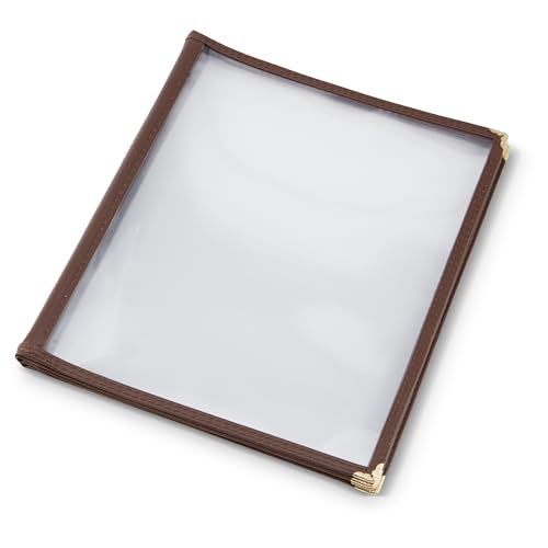 (10 Pack) AME D’ESSENCE Brown Trimmed 4 Page Book Fold Menu Cover, 8.5