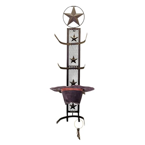 BestGiftEver Metal Star 4 Cowboy Hat Rack Fold-Up Wall Hanging