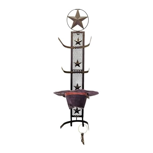 BestGiftEver Metal Star 4 Cowboy Hat Rack Fold-Up Wall Hanging Decoration Rustic Western Style