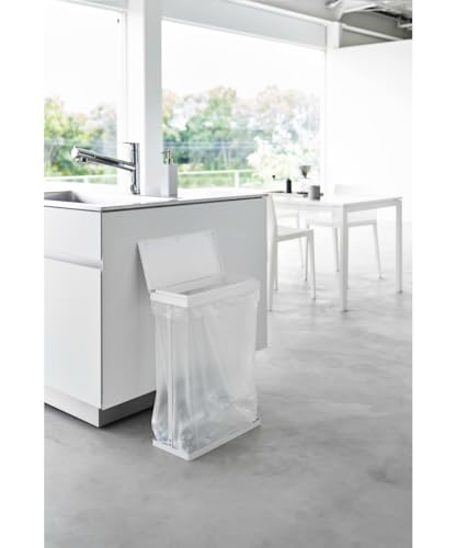 Yamazaki soporte para bolsa de basura con tapa 45 L blanco miniatura 3