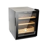 Wqzlyg 50L Electric Humidor, 300 Counts Cigar Humidor Cabinet with Heating and Cooling, Electric Cooling Cigar Fridge with Spanish Cedar Wood Shelves & Hygrometer, Gift for Men, 3 Layers