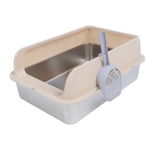 Caja de arena para gatos acero inoxidable con lados altos miniatura 1