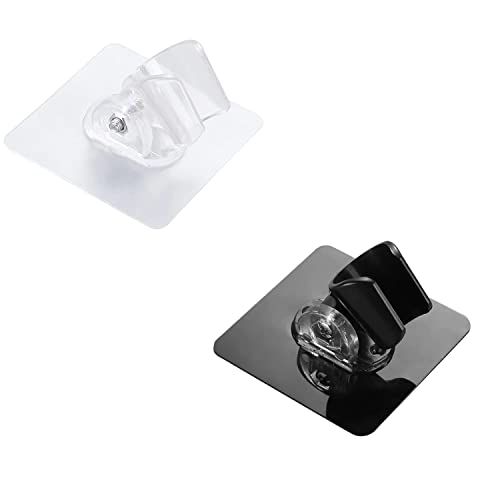 Image of SEMITO Self Adhesive Shower Head Holder Adjustable Bathroom Wall Mount Bracket Self-adhesive Handheld Drill-free Showerhead Rack Punch-free Chrome (Black, 4)