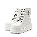DREAM PAIRS Women Platform Combat Ankle Boots Goth Chunky High Heel Lace Up Motorcycle Booties,Size 7,White,DWUMAB2519