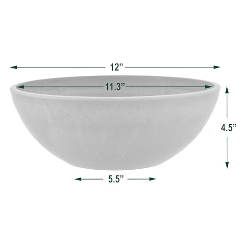 PSW Pot M30TP Collection Shallow Garden Bowl Low Planter for Succulents, Bonsai, Fairy Gardens, Herbs, 12-inch, Taupe - Image 3