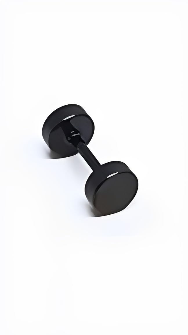 Elegant Black Barbell Stud Earrings for Men/Boys (One Piece), Dumbbell Shape Stainless Steel Ear Piercing Jewelry-image-19
