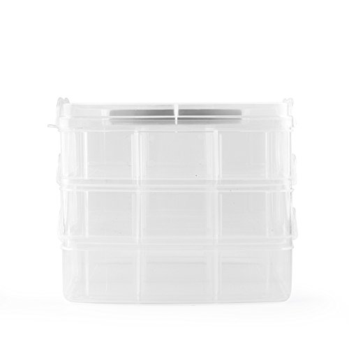 Sortierbox mit Tragegriff, Aufbewahrungsbox, Größe 15,5 x 15,5 x 13,0 cm, 3 x 6 Fächer, für Bügelperlen, Perlen, Schmuck… – Bild 3