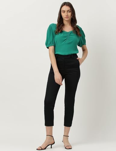 Image of Marks & Spencer Womens Solid Mid Rise Slim Fit Trouser